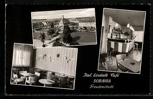 AK Freudenstadt /Schwarzwald, Italienische Eisdiele Cafe Soravia, Innenansichten