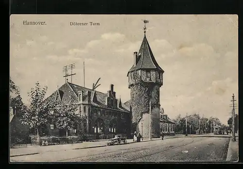 AK Hannover, Döhrener Turm mit Strassenpartie