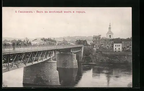 AK Smolensk, Ortsansicht mit Brücke