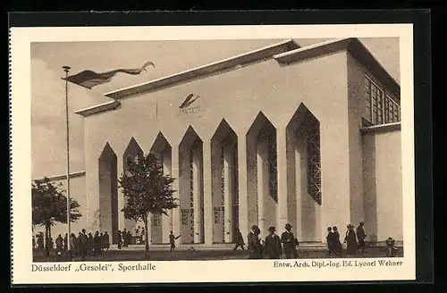AK Düsseldorf, Grosse Ausstellung 1926, Gesolei, Sporthalle