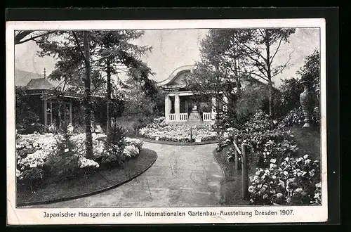 AK Dresden, III. Internationale Gartenbau-Ausstellung, Japanischer Hausgarten