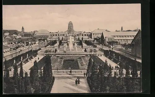 AK Leipzig, Intern. Baufachausstellung mit Sonderausstellungen 1913, Blick vom Eingang an der Strasse des 18. Oktober
