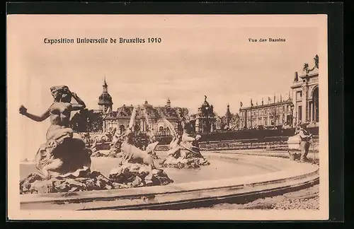 AK Bruxelles, Exposition 1910, Vue des Bassins