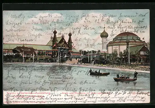 AK Düsseldorf, Kunst- u. Gartenbau-Ausstellung 1904, Arena und Panorama im Vergnügungspark