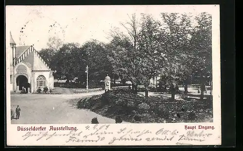 AK Düsseldorf, Düsseldorfer Ausstellung, Haupteingang