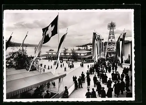 AK Zürich, Schweizerische Landesausstellung 1939, Glockenturm, Conditorei, Festplatz