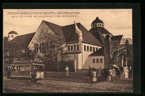 AK Dresden, Internationale Hygiene-Ausstellung 1911, Halle für Chemie und wissenschaftliche Instrumente