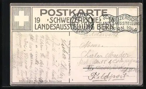 AK Bern, Schweizerische Landesausstellung 1914, Ausstellungsgelände gegen Norden