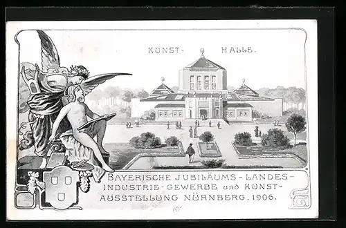 Künstler-AK Nürnberg, Bayerische Jubiläums-Landes-Industrie-Gewerbe und Kunst-Ausstellung Nürnberg 1906, Kunsthalle