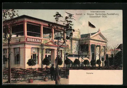 AK Düsseldorf, Internationale Kunst- & Grosse Gartenbau-Ausstellung 1904, Diorama