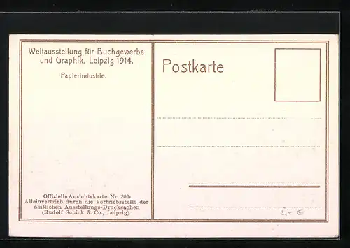 AK Leipzig, Weltausstellung für Buchgewerbe und Graphik 1914, Papierindustrie