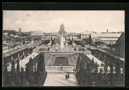 AK Leipzig, Intern. Baufachausstellung mit Sonderausstellungen 1913, Blick vom Eingang zur Strasse des 18. Oktober