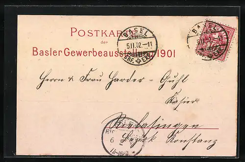 Lithographie Basel, Basler Gewerbe-Ausstellung 1901, Bauernwirtschaft