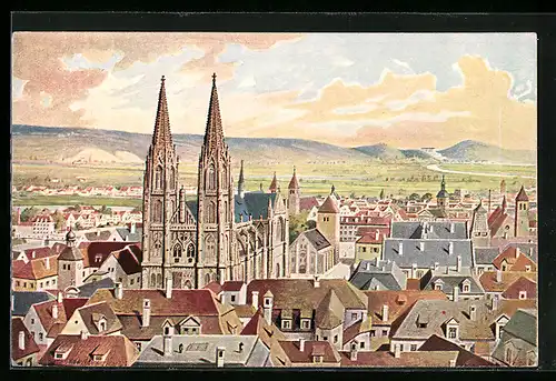 Künstler-AK Regensburg, Oberpfälzische Kreisausstellung 1910, Totalansicht