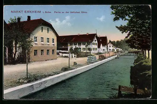 AK Markt Erkheim i. Schw., Partie an der östlichen Günz