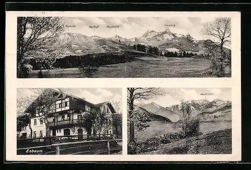 AK Esbaum, Gasthaus zur Hochries, Ortsansicht