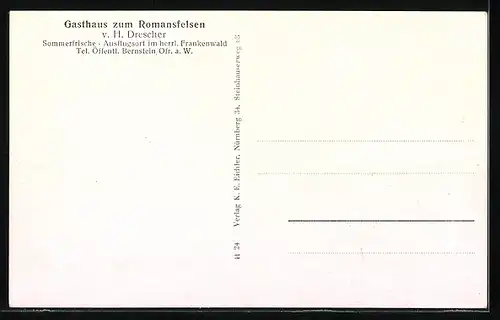 AK Bernstein a. Wald, Gasthaus zum Romansfelsen, Teilansicht