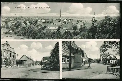 AK Vieselbach i. Thür., Ortsansicht mit Strassenpartie