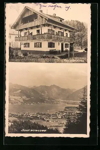 AK Bad Wiessee, Hotel-Haus Quirinus, Gesamtansicht aus der Vogelschau