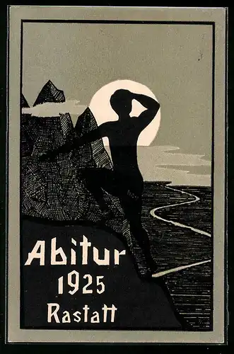 Künstler-AK Rastatt, Abitur 1925, Berglandschaft