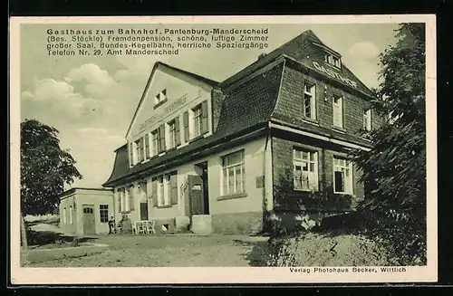 AK Pantenburg-Manderscheid, Gasthaus zum Bahnhof von Stöckle