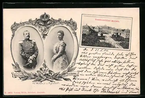 AK Arolsen, Residenzschloss, Fürst Friedrich und Fürstin Bathildis zu Waldeck-Pyrmont