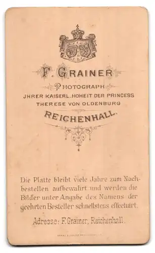 Fotografie F. Grainer, Reichenhall, Beleibter Herr mit Brille und Vollbart