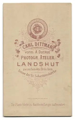 Fotografie Carl Dittmar, Landshut, Junge Dame mit Hochsteckfrisur und Amulett