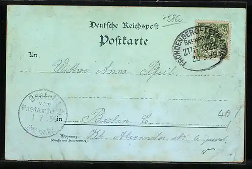 Lithographie Iserlohn, Alexanderhöhe, Post, Siedesdenkmal, Rathaus