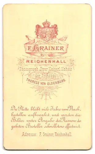 Fotografie F. Grainer, Reichenhall, Elegant gekleideter Herr mit Zwicker