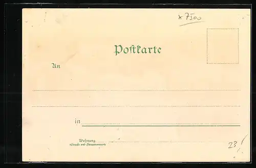 Lithographie Karlsruhe, Grossh. Schloss, Rathhaus und Grossh. Hoftheater