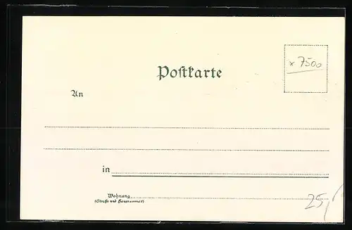 Lithographie Karlsruhe, Scheffeldenkmal, Stadtgarten Lauterberg und Nymphengruppe