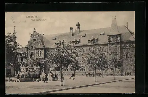 AK Karlsruhe, Ansicht der Gutenbergschule