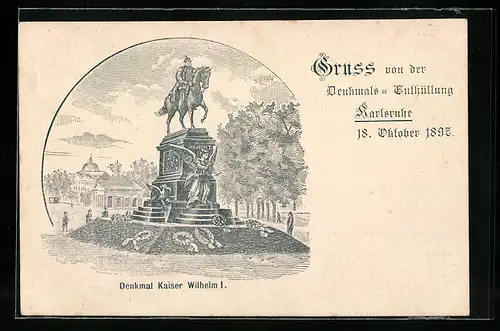 Künstler-AK Karlsruhe, Enthüllung des Denkmals Kaiser-Wilhelm I. 1897