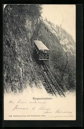 AK Bürgenstock-Bergbahn bei der Talfahrt
