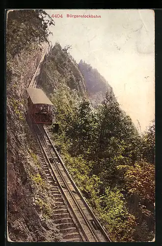 AK Bürgenstockbahn auf der herbstlichen Strecke