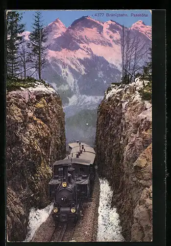 AK Brünigbahn auf der Passhöhe, Bergbahn