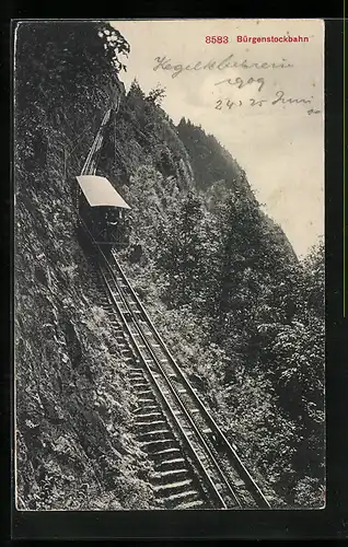 AK Bürgenstockbahn bei der Auffahrt