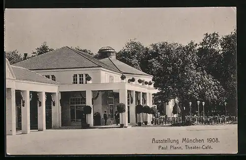 AK München, Ausstellung 1908, Theater-Café von Paul Pfann