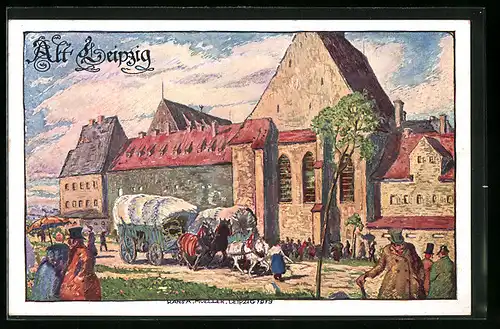 Künstler-AK Leipzig, Intern. Baufachausstellung mit Sonderausstellungen 1913, Paulinum, Grimmaisches Tor