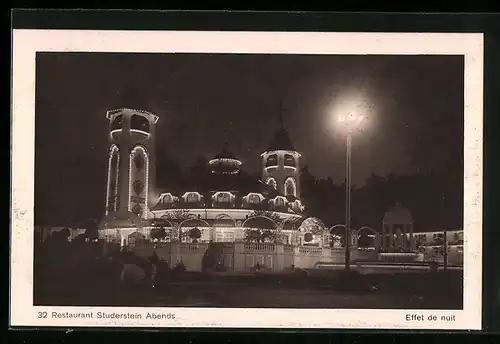 AK Bern, Schweiz. Landes-Ausstellung 1914, Retaurant Studerstein Abends