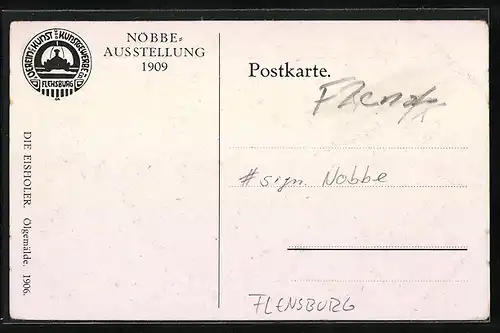 AK Flensbug, Nöbbe-Ausstellung 1909, Eisholer