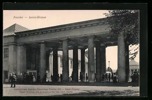 AK Dresden, Internationale Hygiene-Ausstellung 1911, Haupteingang in der Lenné-Strasse