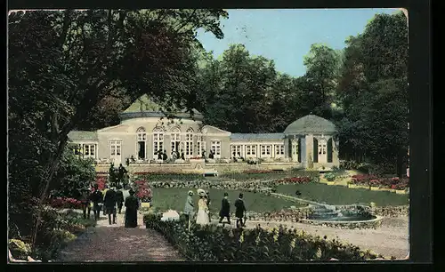 AK Altona, Gartenbau-Ausstellung 1914, Gäste am Teehaus