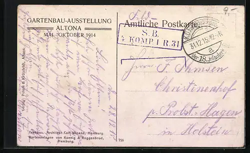 AK Altona, Gartenbau-Ausstellung 1914, Gäste am Teehaus