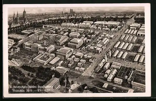 AK München, 4. Reichsnährstands-Ausstellung 1937, Fliegeraufnahme des Ausstellungsgeländes