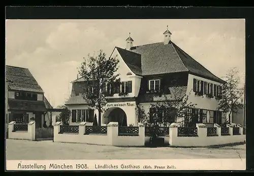 AK München, Ausstellung 1908, Ländliches Gasthaus