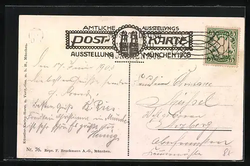 AK München, Ausstellung 1908, Ausstellungsgelände mit Halle I