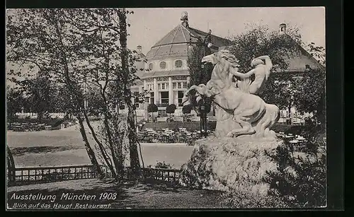 AK München, Ausstellung 1908-Blick auf das Hauptrestaurant