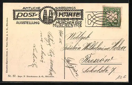 AK München, Ausstellung 1908, Blick zum Künstlertheater